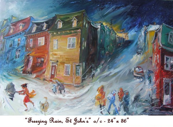 FREEZING RAIN, St John's, Newfoundland, Canada, Oil on Canvas